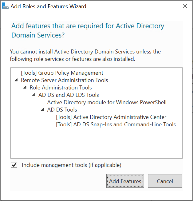 Popup-vinduet med Add Features